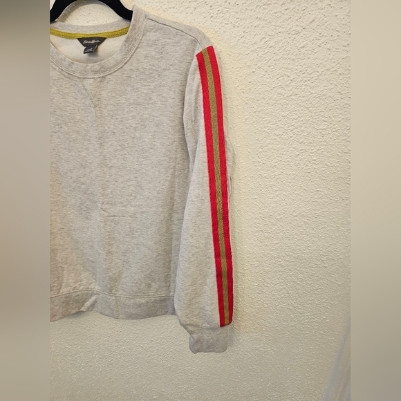 Eddie Bauer Medium Cotton Blend Stripe Grey Sweatshirt - Picture 6 of 8
